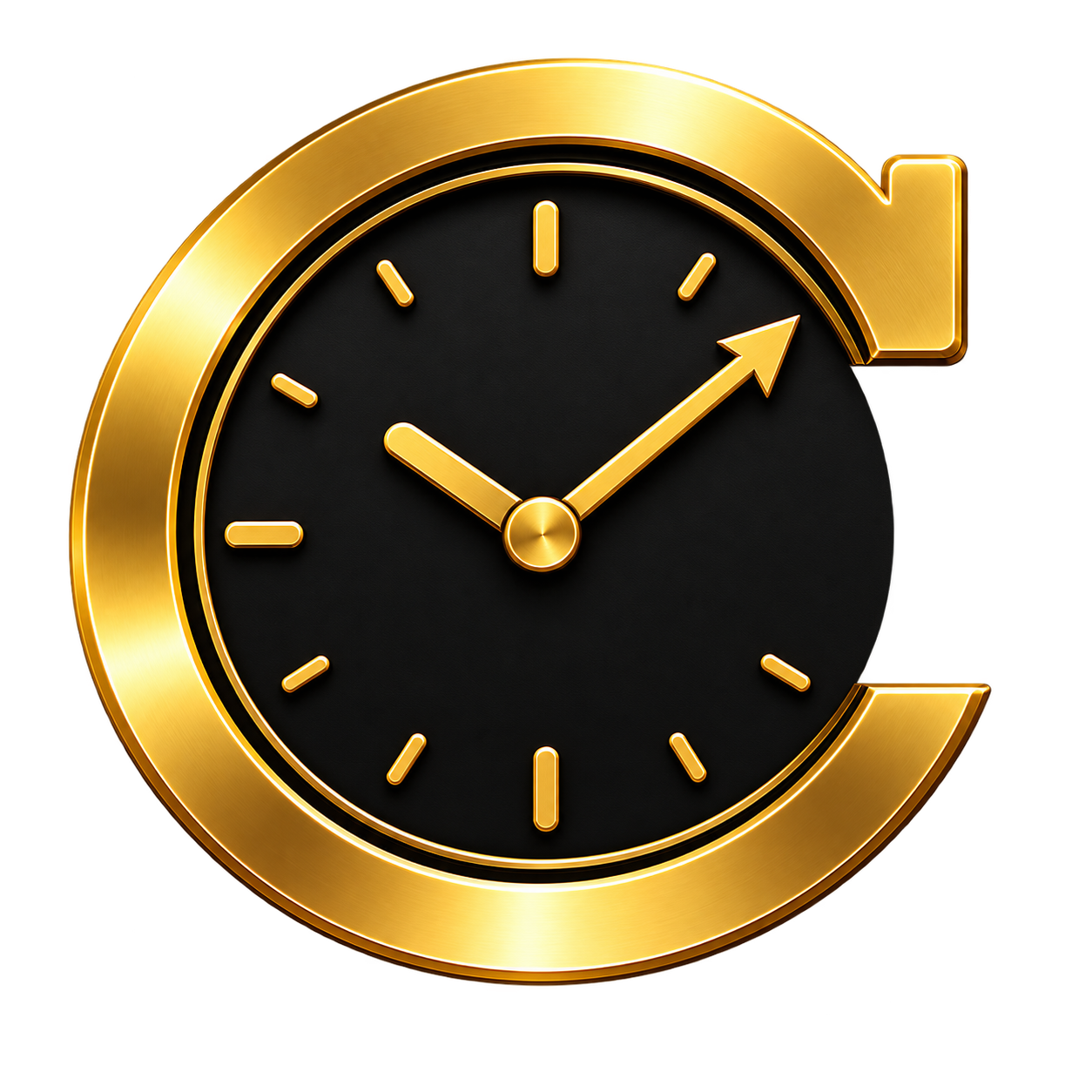 CueUp gold C and clock mark