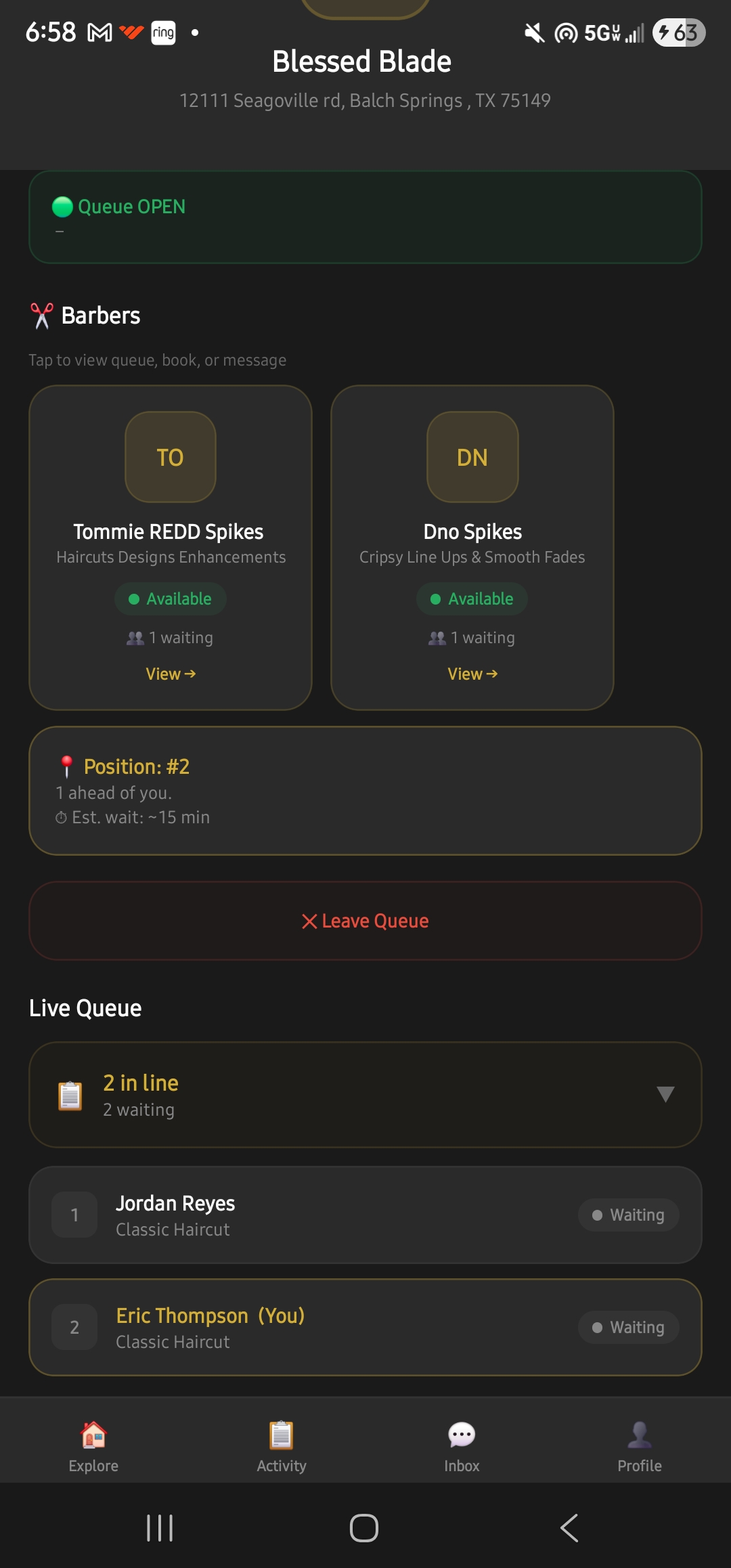 CueUp live queue screen